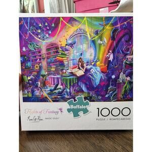 Flights of Fantasy Magic Study 1000 Piece Puzzle Buffalo Games Rose Cat Khan